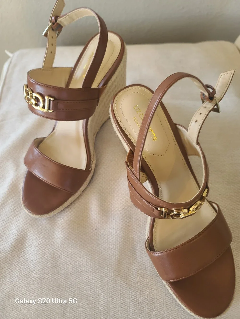 Liz Clairborne Alton Espadrille Wedge Sandals with Gold Accent - Women Size 6.5